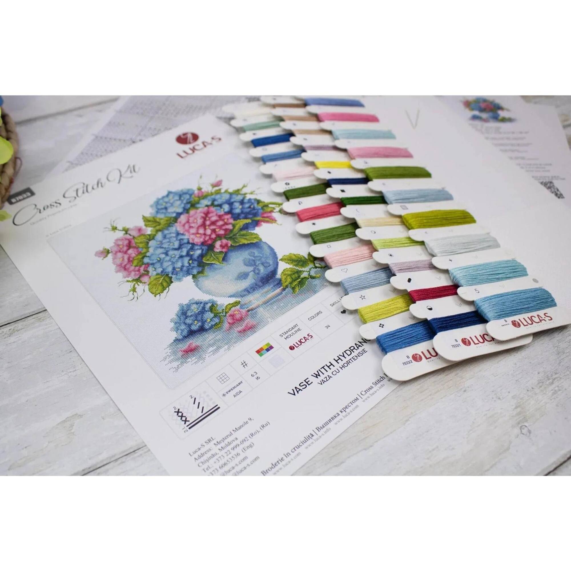 Luca-S Vase with Hydrangea Counted Cross Stitch Kit